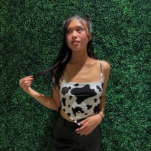 Shein small cow print crop top